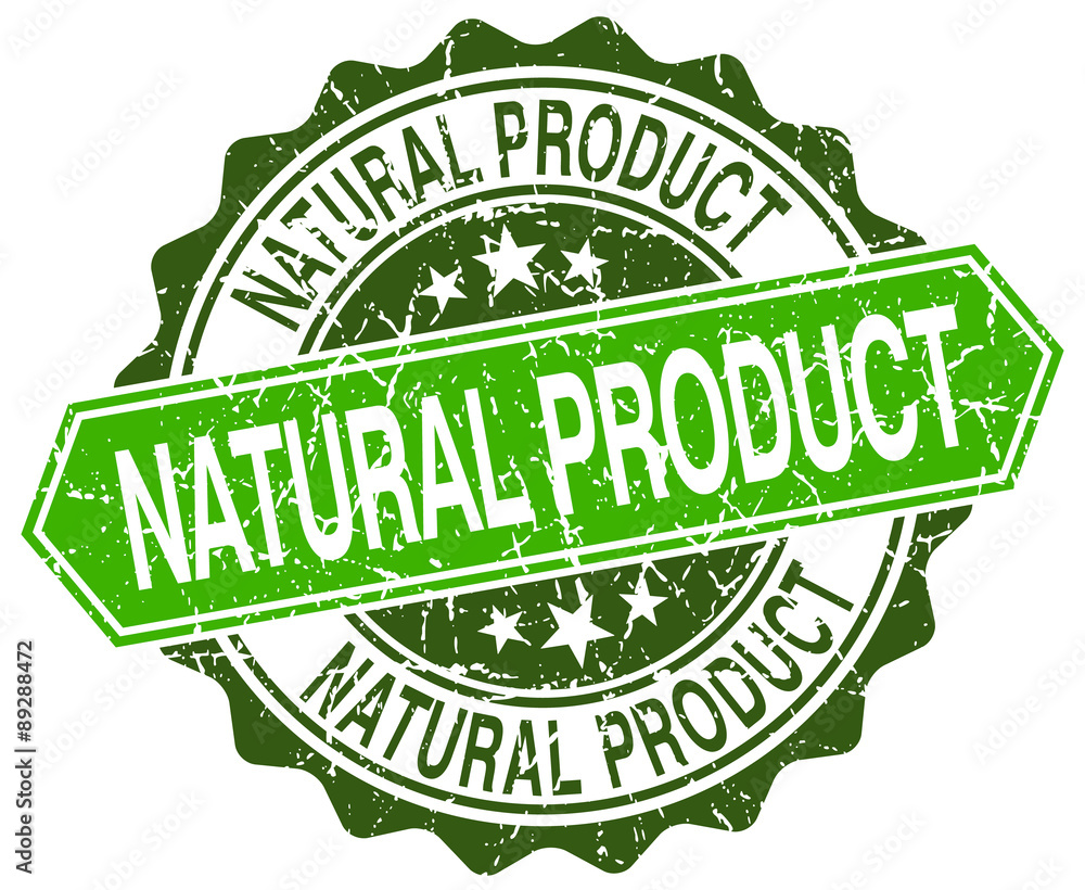natural product green round retro style grunge seal