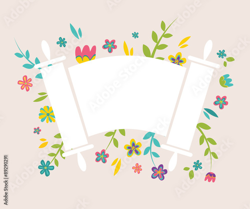 Jewish Torah surrounding with fresh vintage flowers