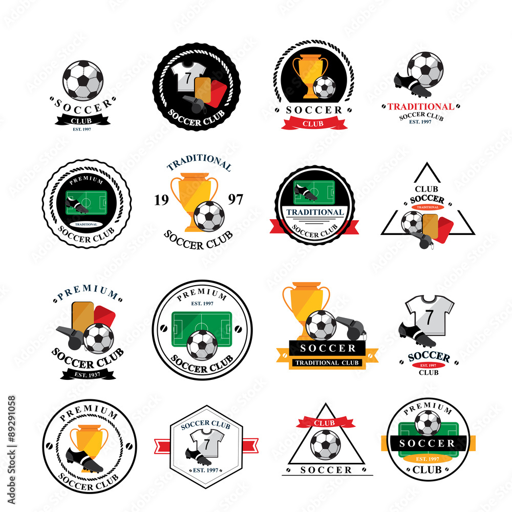 Set of vector soccer badge, labels,emblems. Set of vector soccer badge, labels,emblems.
