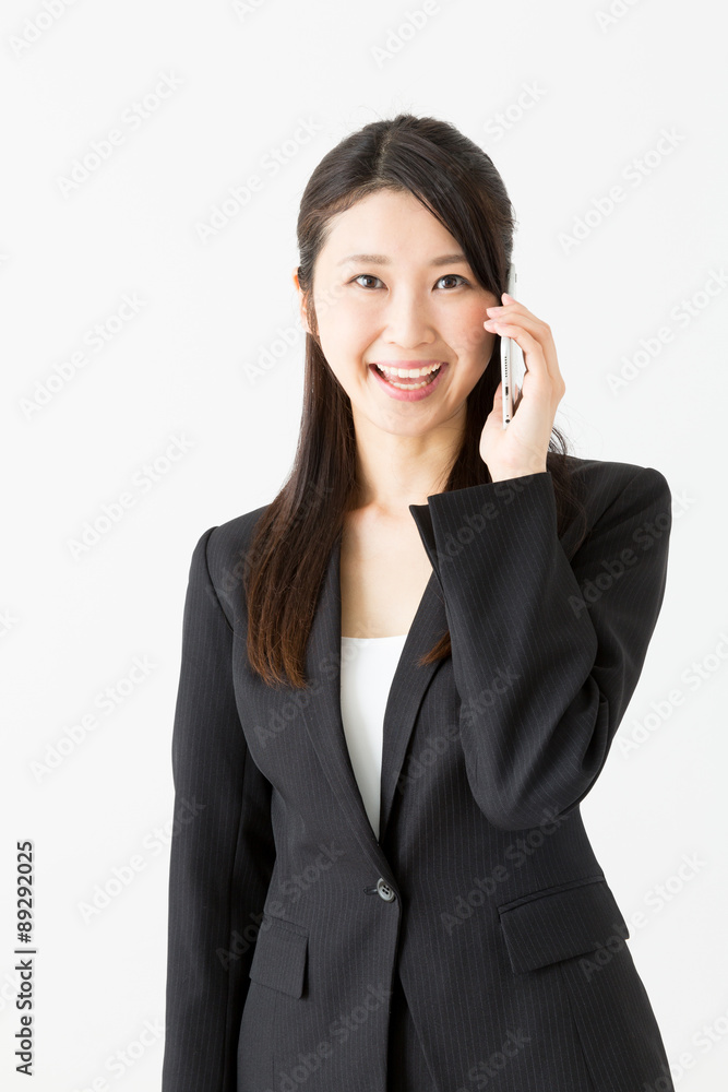 asian businesswoman talking on white background asian businesswoman talking on white background