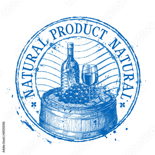 wine vector logo design template. shabby stamp or drink, tipple