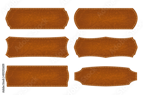 Set of 6 shapes leather sign labels