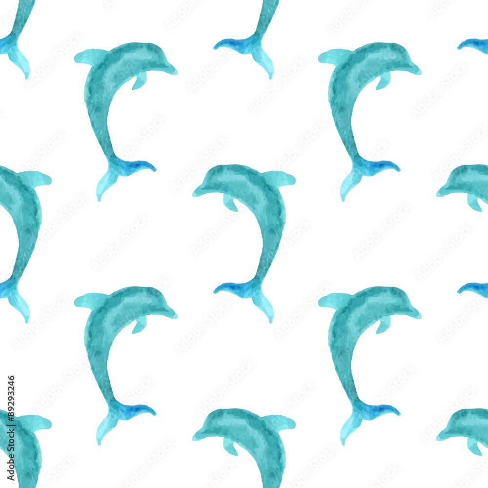 Seamless watercolour dolphin pattern. Seamless watercolour dolphin pattern.