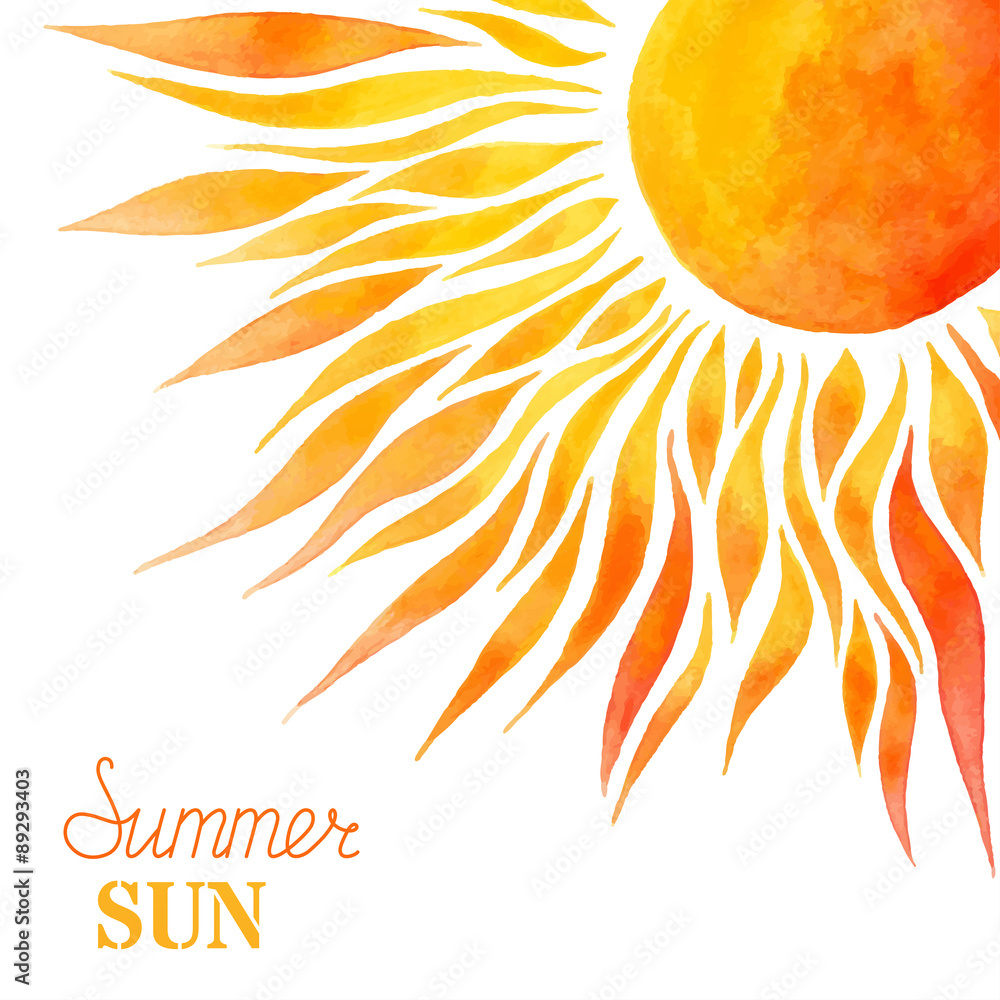 Obraz premium Watercolor summer sun background.