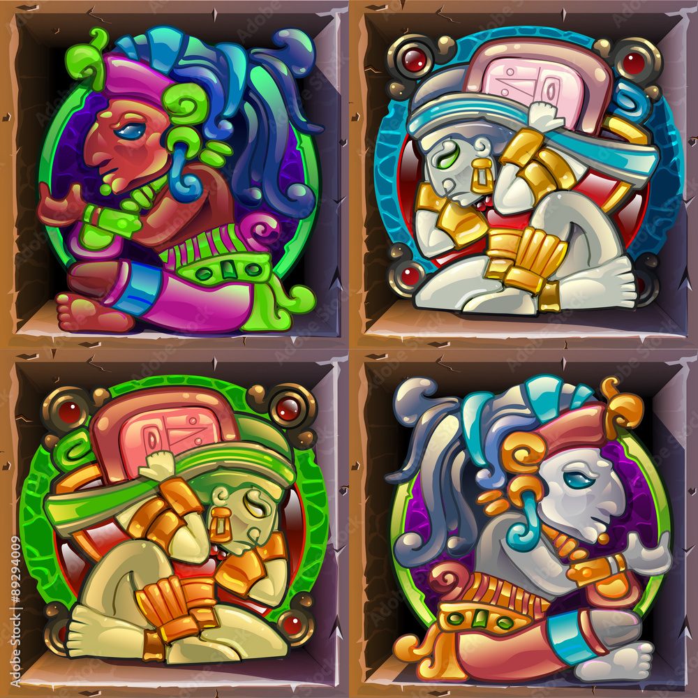 Mayan - Aztec set of character Mayan - Aztec set of character
