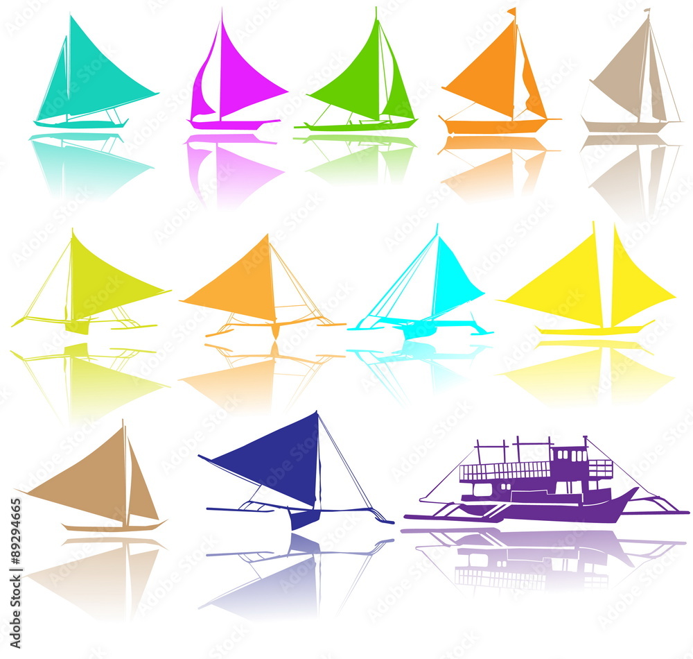 A set of vector silhouettes of yachts A set of vector silhouettes of yachts