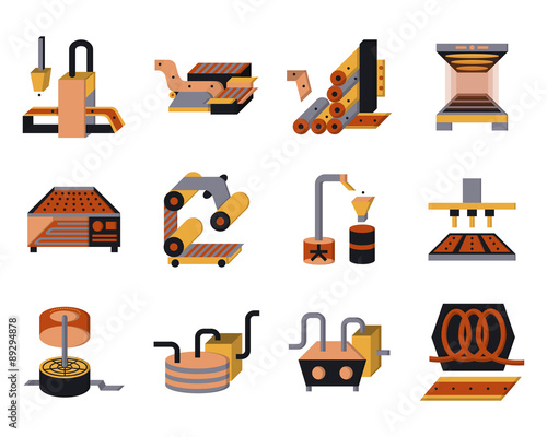 Obraz na płótnie Flat color vector icons for food processing w salonie