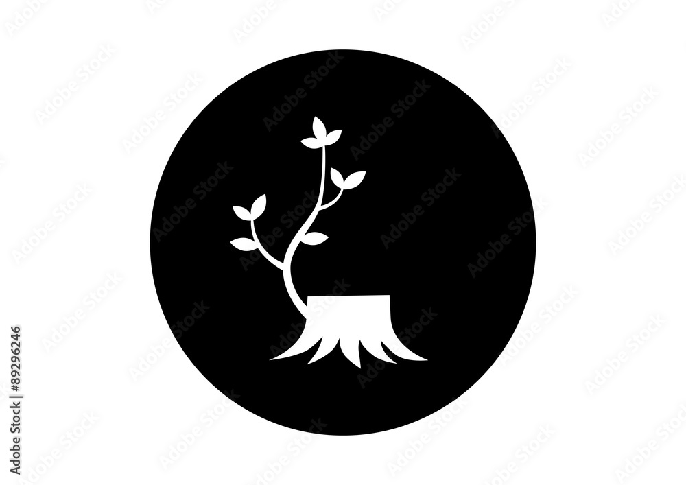 Black and white stump icon on white background Black and white stump icon on white background