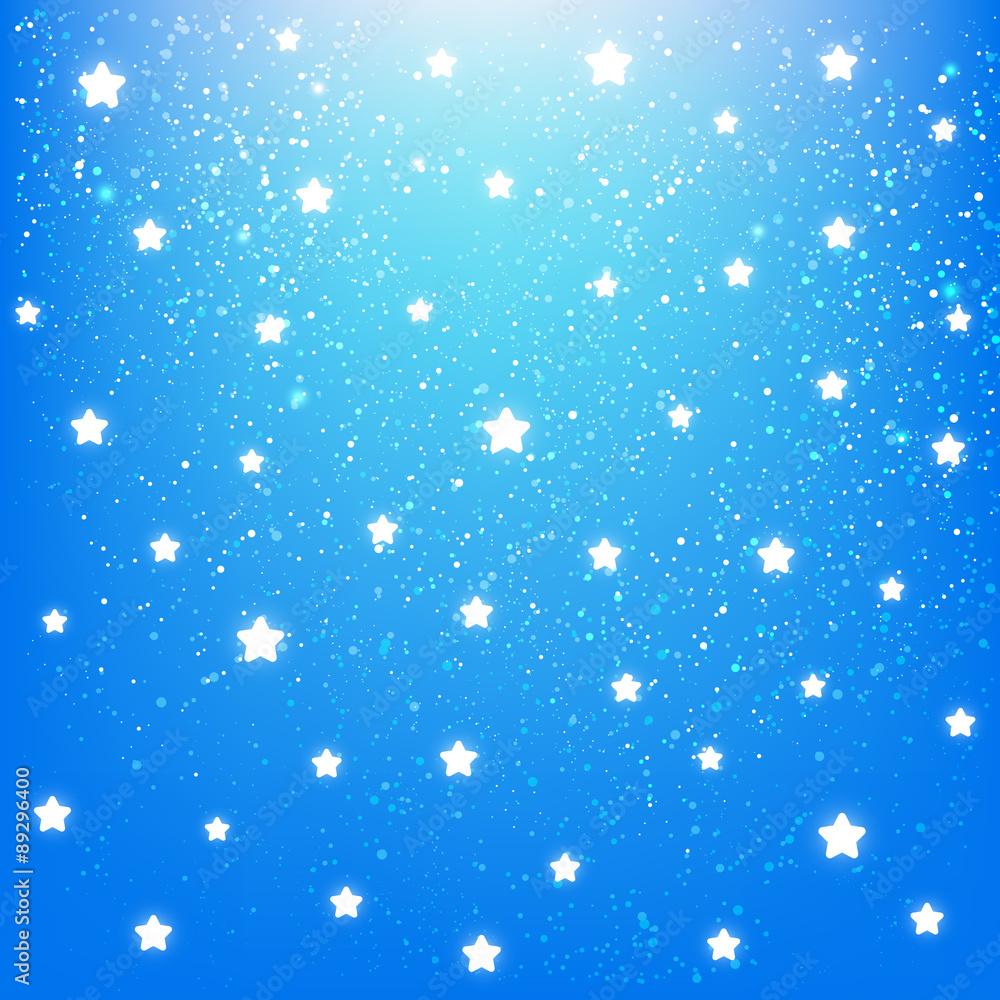 Shiny stars on blue sky background 