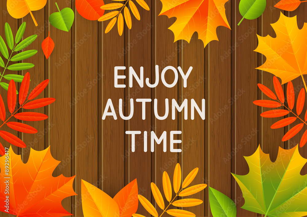 Autumn leaves on wooden background Autumn leaves on wooden background