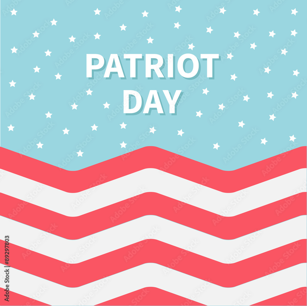 Red and white Strip ocean Star sky Patriot day Flat design