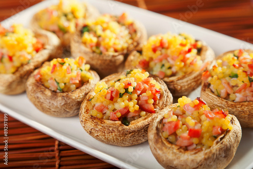 Mushrooms stuffed with couscous