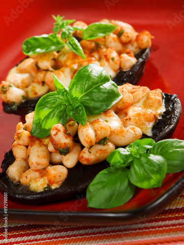 Stuffed mushrooms with beans