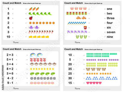 Match number shadow 4 sheet - Worksheet for education
