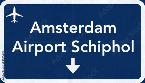 Schiphol Amsterdam Netherlands Airport Highway Sign photo