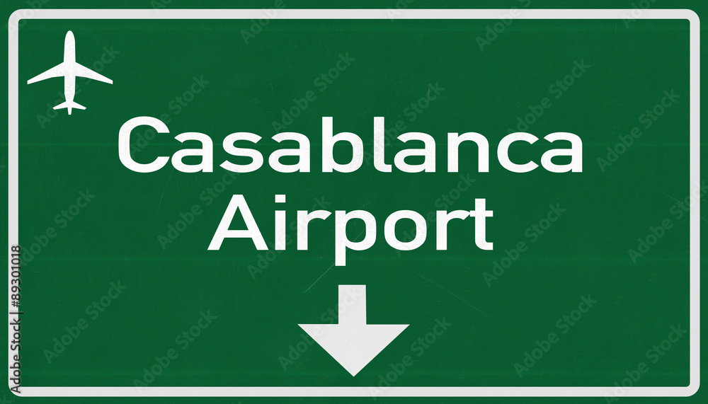 Morocco Casablanca Airport Highway Sign