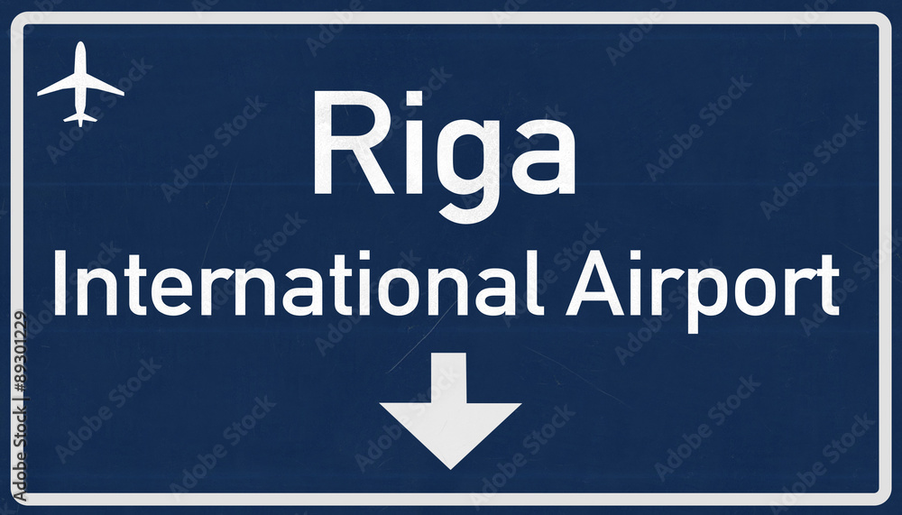 Riga Latvia Airport Highway Sign