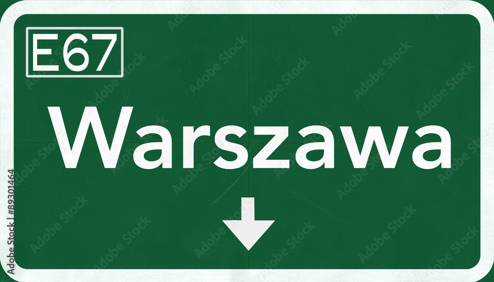 Warsaw Poland Highway Sign