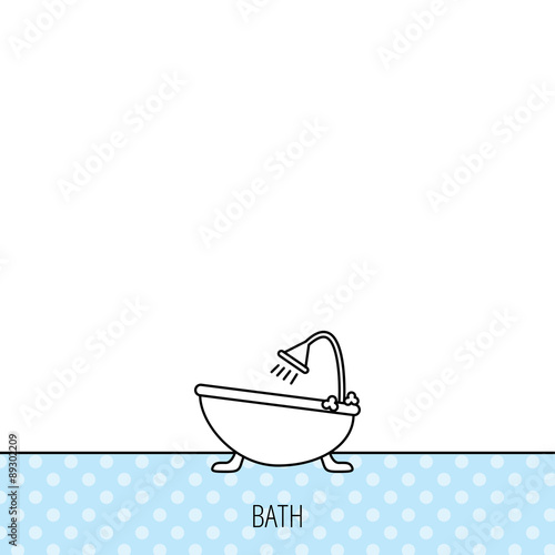 Bathroom icon. Bath with shower sign.