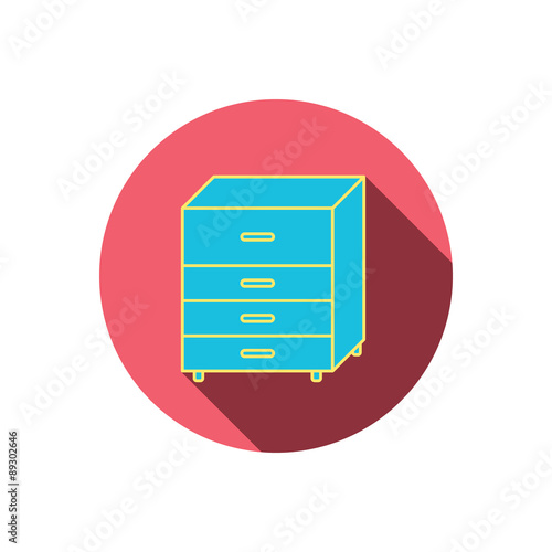 Chest of drawers icon. Interior commode sign.
