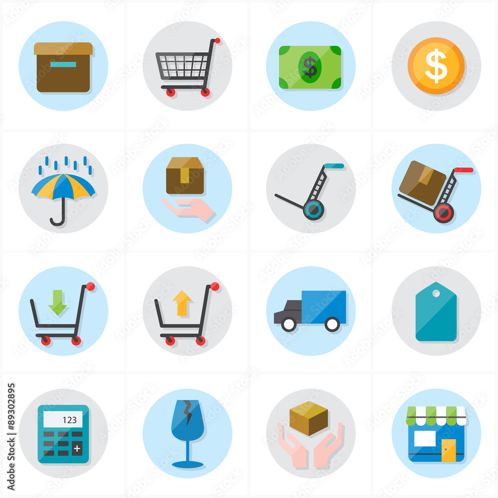 Flat Icons For Business Icons and Ecommerce Icons Vector Illustration Flat Icons For Business Icons and Ecommerce Icons Vector Illustration