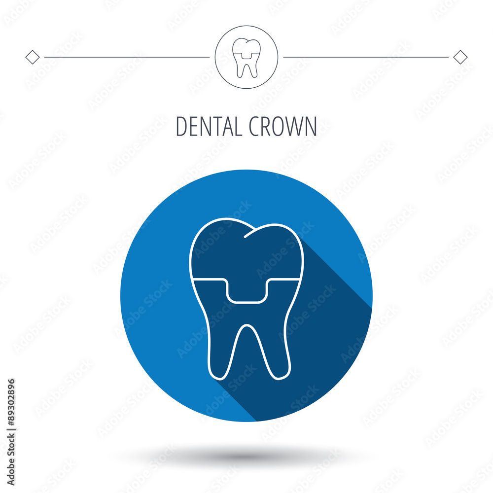 Dental crown icon. Tooth prosthesis sign. Dental crown icon. Tooth prosthesis sign.