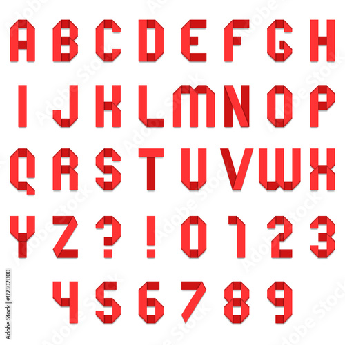 Red Folded Paper Font
