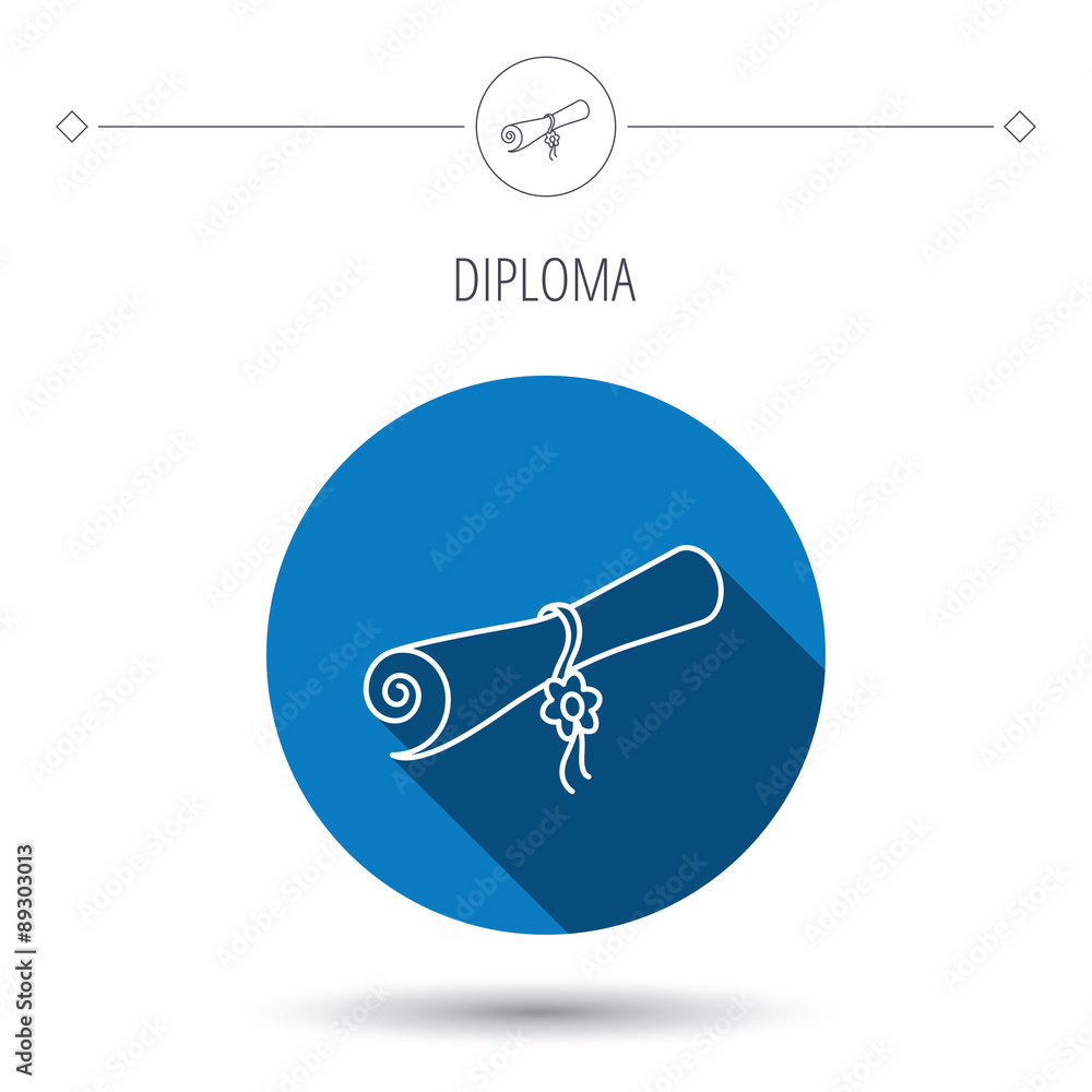 Diploma icon. Graduation document sign. Diploma icon. Graduation document sign.