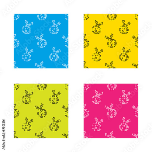 Gold medal award icon. First place sign.