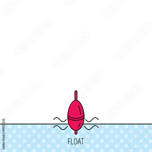 Fishing float icon. Bobber in waves sign.