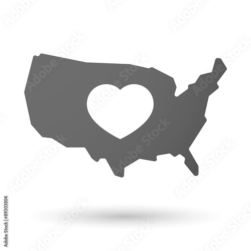 USA map icon with a heart