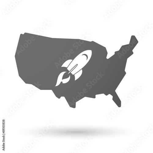 USA map icon with a rocket