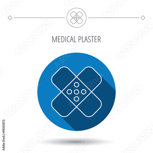 Medical plaster icon. Injury fix sign.