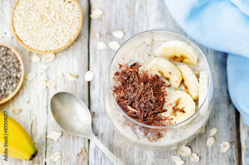 Wallpaper Mural overnight banana oats quinoa Chia seed pudding decorated with ba Torontodigital.ca