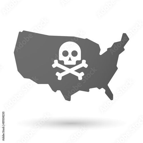 USA map icon with a skull