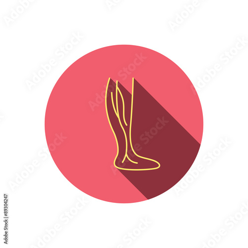 Phlebology icon. Leg veins sign.