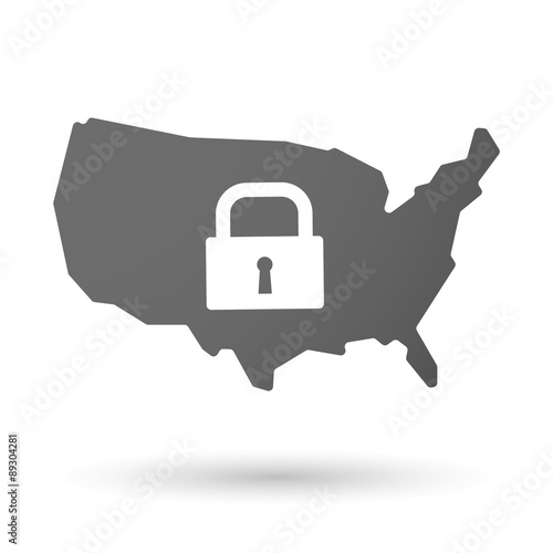 USA map icon with a lock pad