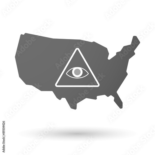 USA map icon with an all seeing eye