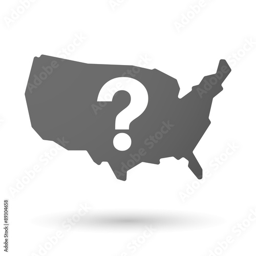 USA map icon with a question sign