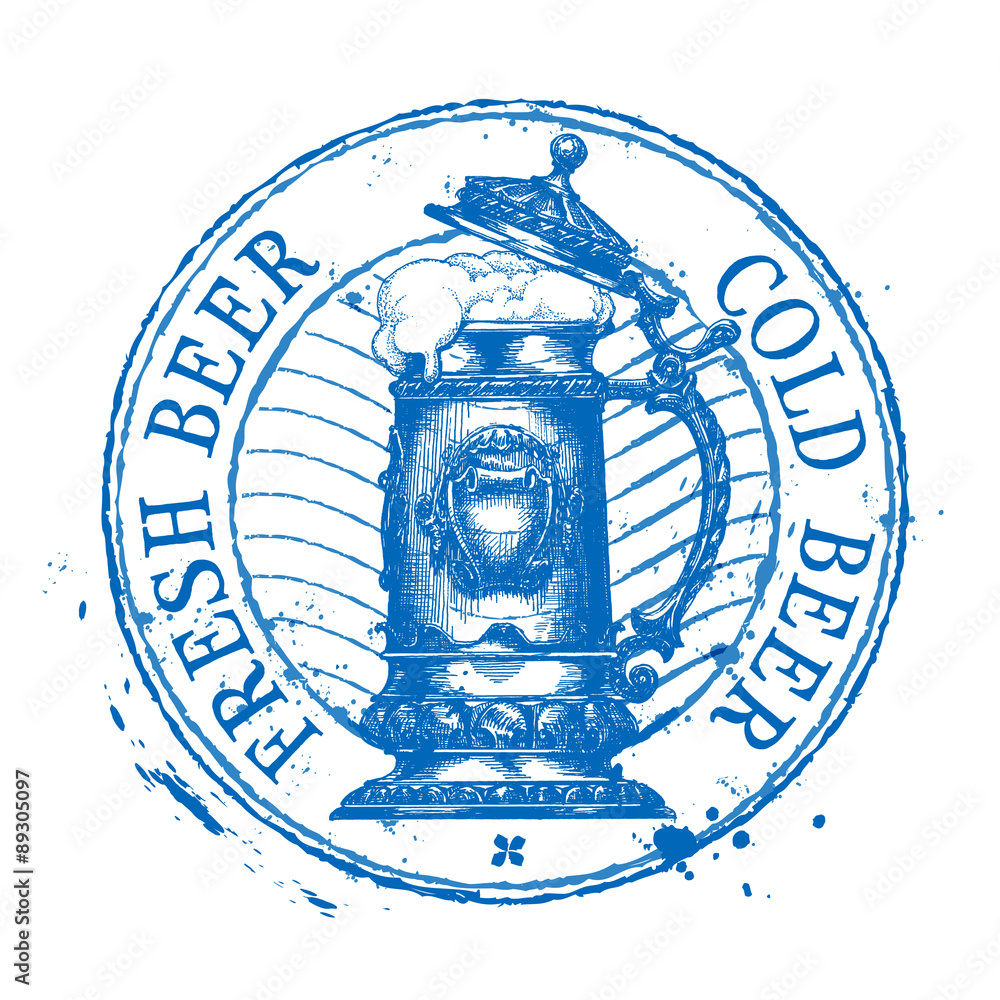 beer, ale vector logo design template. shabby stamp or drink beer, ale vector logo design template. shabby stamp or drink