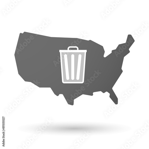 USA map icon with a trash can