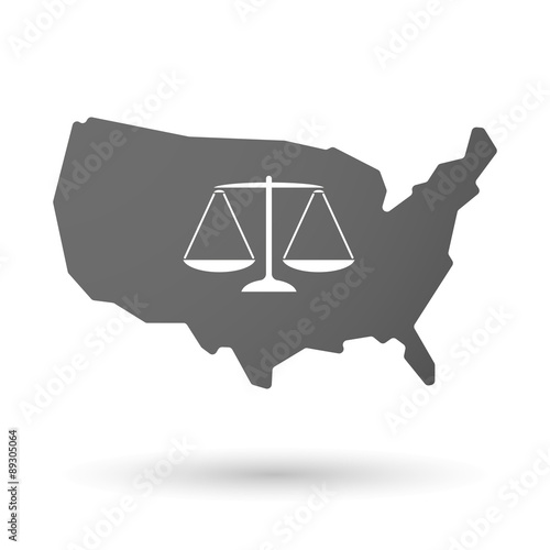 USA map icon with a justice weight scale sign
