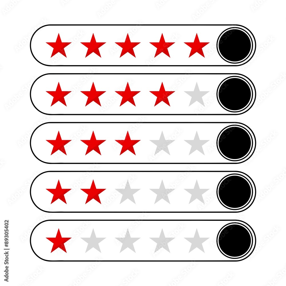 Obraz premium Rating stars customer review red stars on white