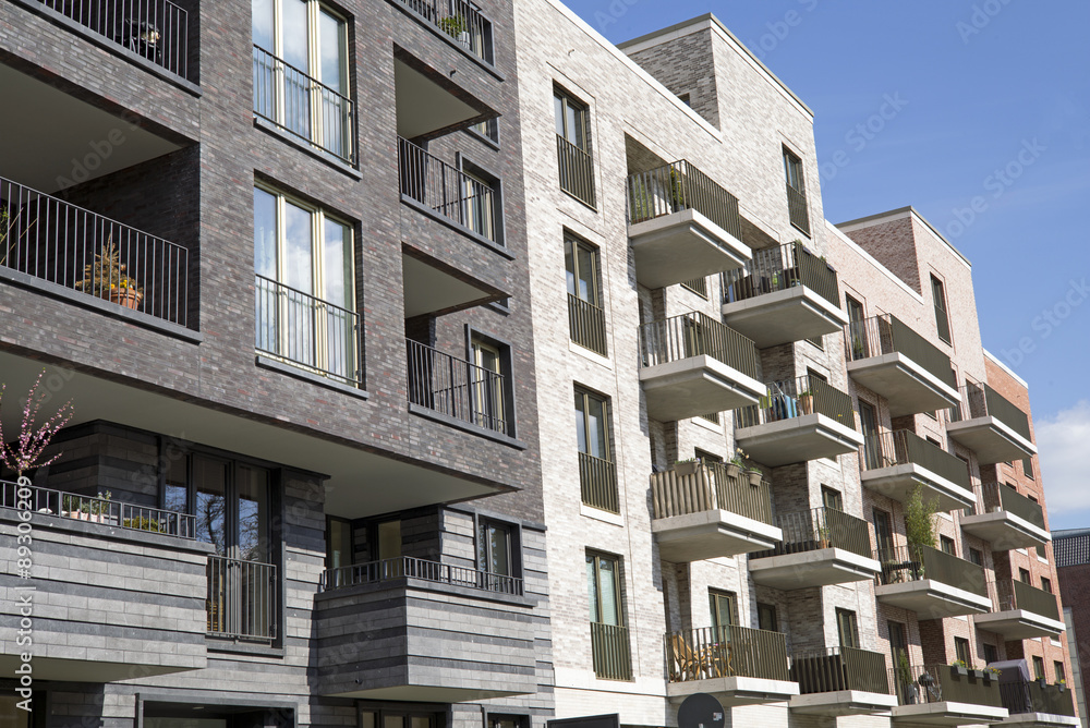Obraz premium Fassade eines modernen Wohngebäudes in Hamburg, Deutschland