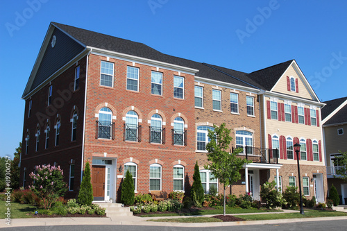 Townhouses in the Richmond suburbs in the sunny summer day