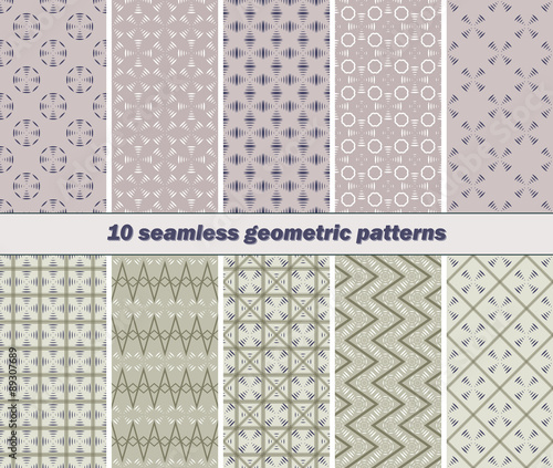 10 seamless abstract geometric patterns of striped vanes element