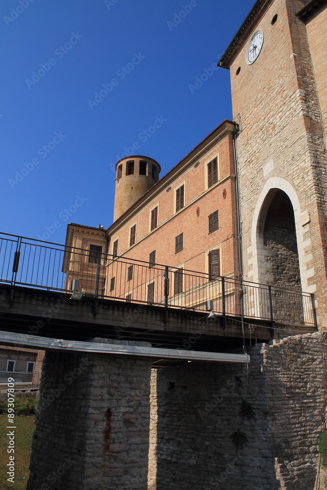 Walls of the old castle in Cerreto D'esi, Italy