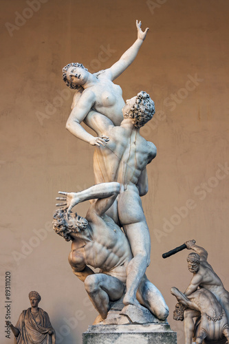 Piazza della Signoria, Loggia dei Lanzi, sculpture Rape of the Sabines by Giambologna photo