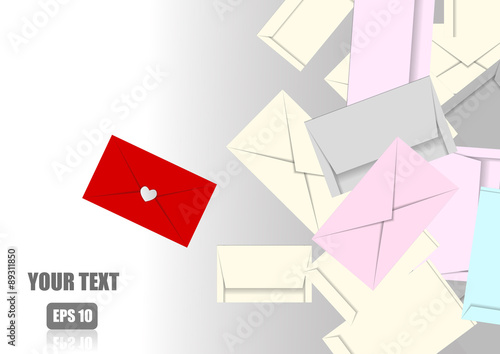 Free Download Vector : Envelopes background and one red - GFXLoad