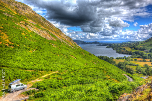 Fotografie Wildcamping pop top campervan The Lake District UK Ullswater hdr
